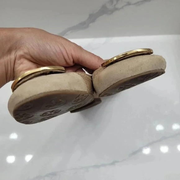 Tory Burch Serena Ballet Flat Vitraux Snake Clay Gold Cap Toe - Picture 13 of 16